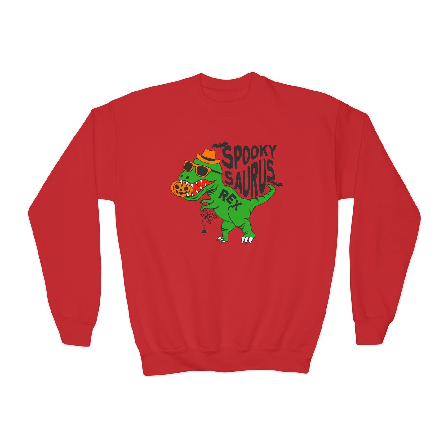 Spooky Saurus Rex Kids Halloween Sweatshirt Red / XS gift_idea unique_gift personalised_gift