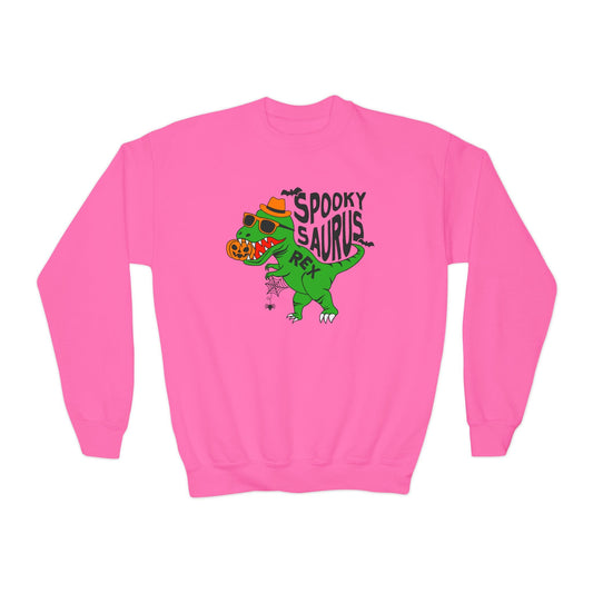 Spooky Saurus Rex Kids Halloween Sweatshirt Safety Pink / XS gift_idea unique_gift personalised_gift