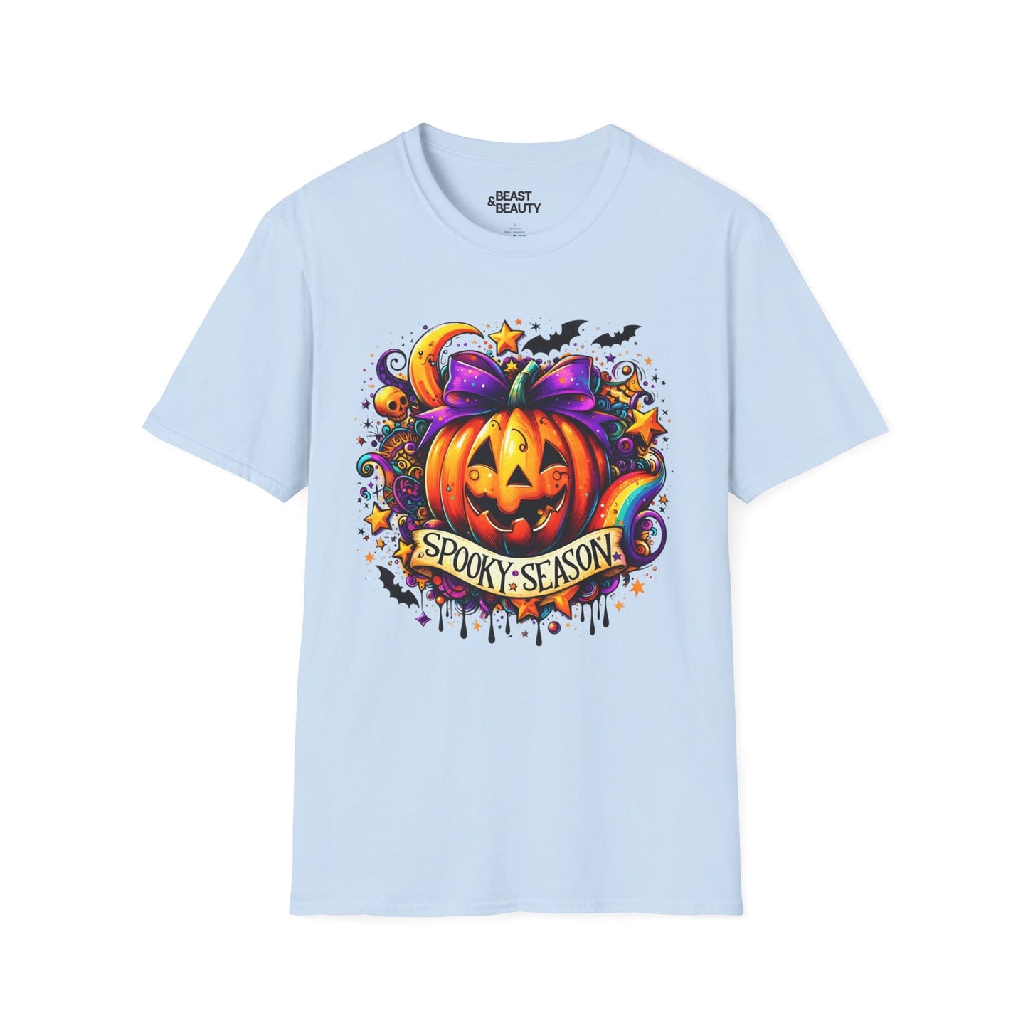 Spooky Season Pumpkin Halloween Graphic T-Shirt Light Blue / S gift_idea unique_gift personalised_gift