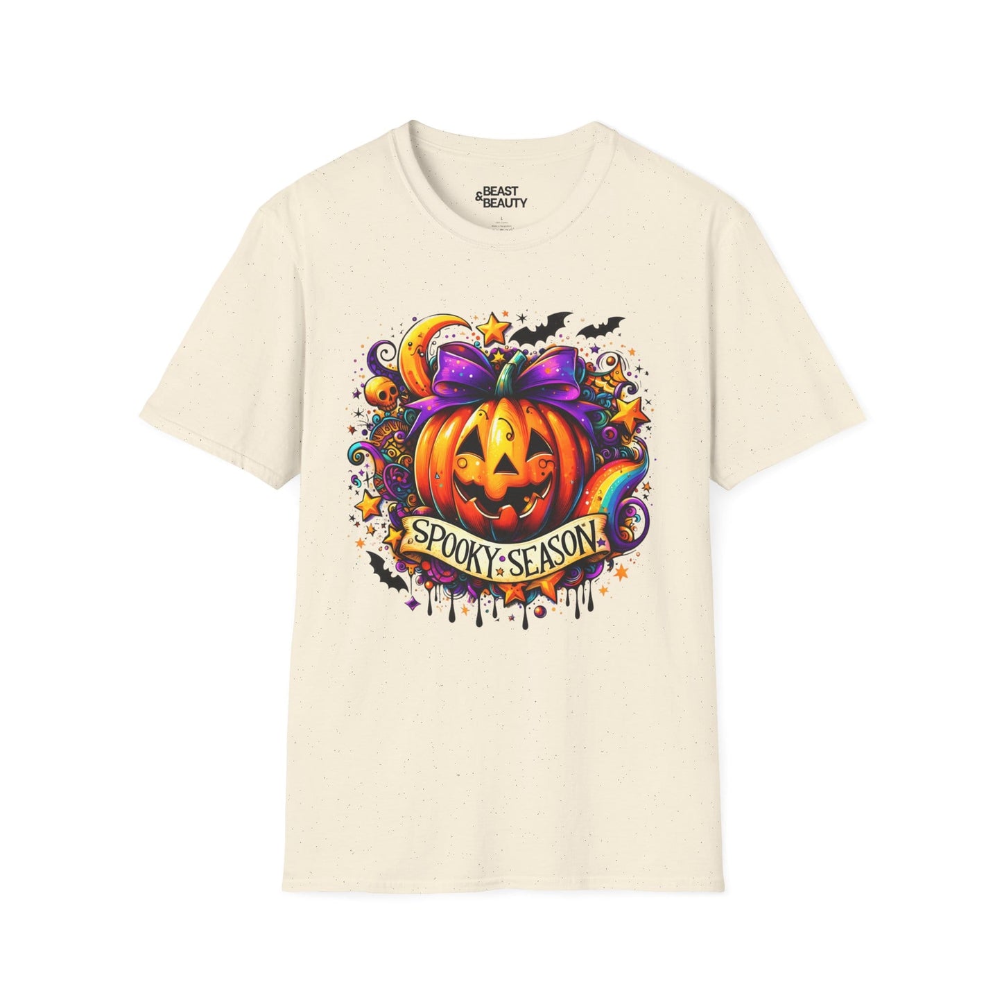Spooky Season Pumpkin Halloween Graphic T-Shirt Natural / M gift_idea unique_gift personalised_gift