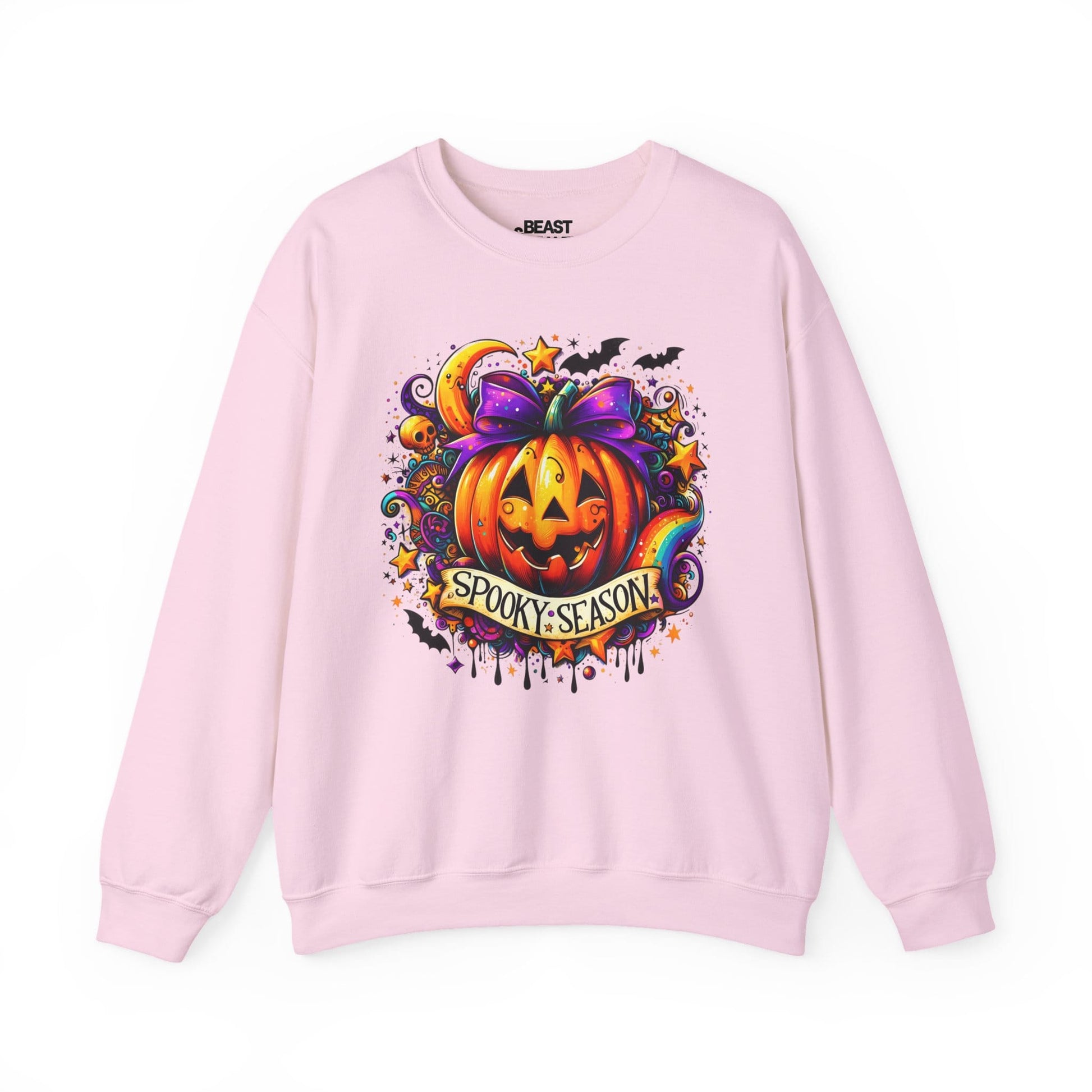 Spooky Season Pumpkin Halloween Sweatshirt Light Pink / S gift_idea unique_gift personalised_gift