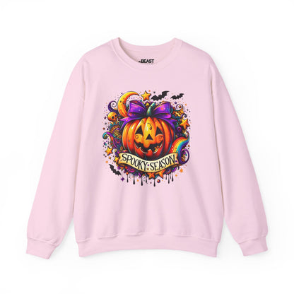 Spooky Season Pumpkin Halloween Sweatshirt Light Pink / S gift_idea unique_gift personalised_gift