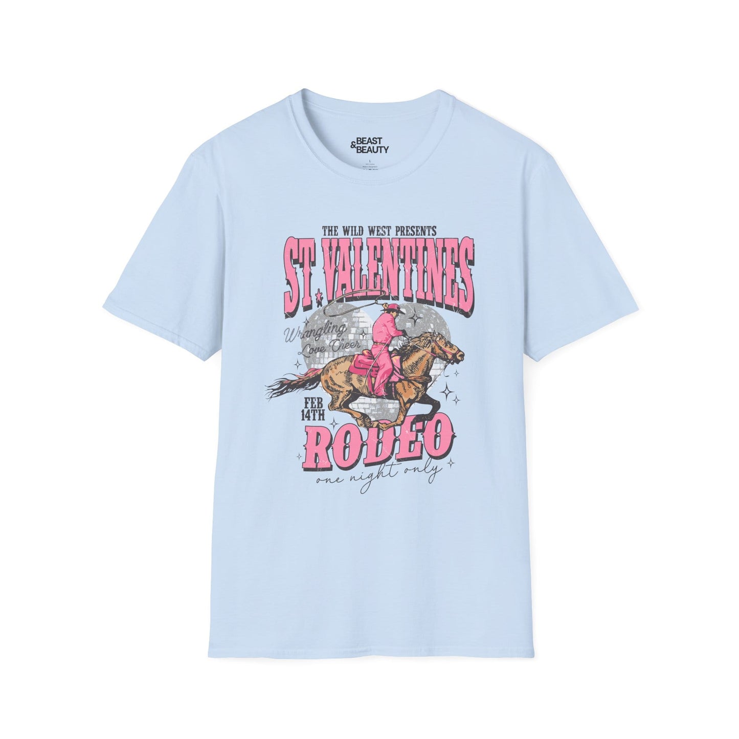 st valentines rodeo cowgirl t-shirt light blue t-shirt uk cowgirl gift idea