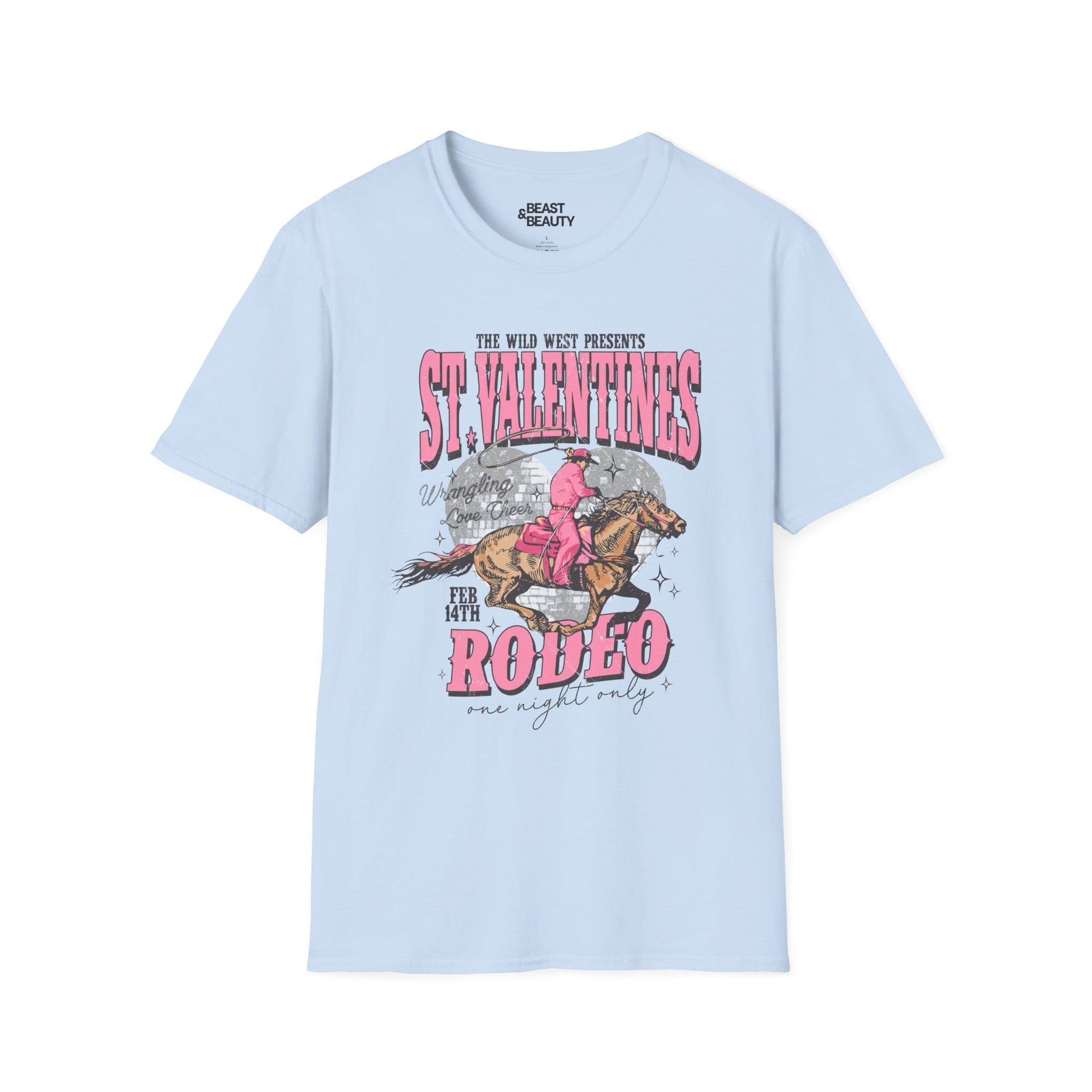 st valentines rodeo cowgirl t-shirt light blue t-shirt uk cowgirl gift idea