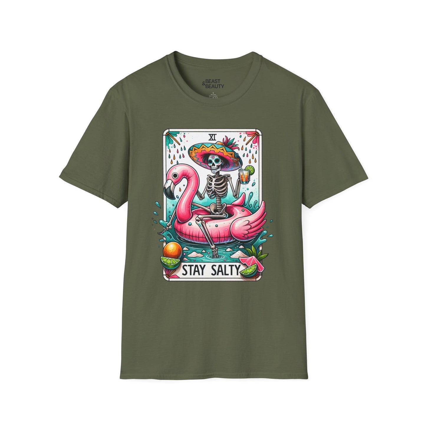 Stay Salty Tarot Graphic T-Shirt Military Green / S gift_idea unique_gift personalised_gift