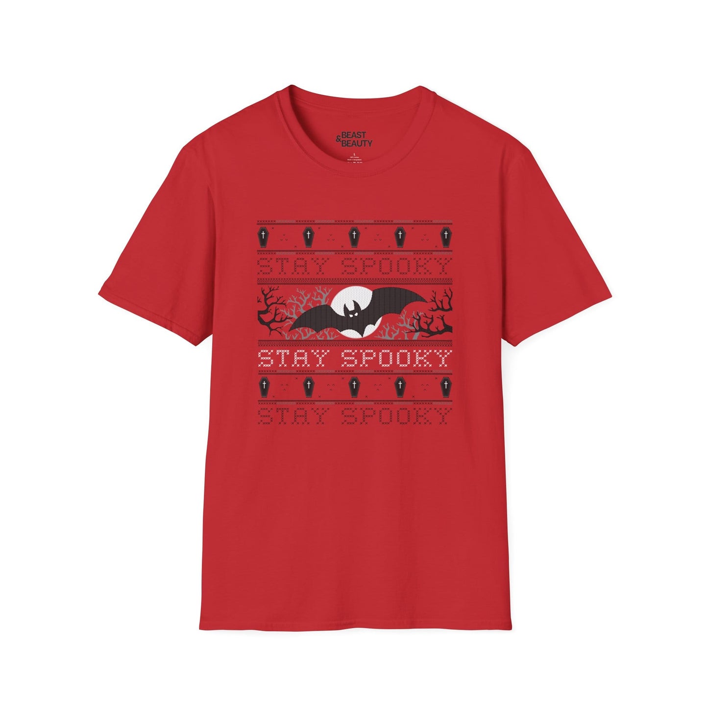 Stay Spooky Bat Halloween Graphic T-Shirt for Adults Red / S gift_idea unique_gift personalised_gift