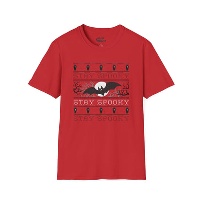 Stay Spooky Bat Halloween Graphic T-Shirt for Adults Red / S gift_idea unique_gift personalised_gift