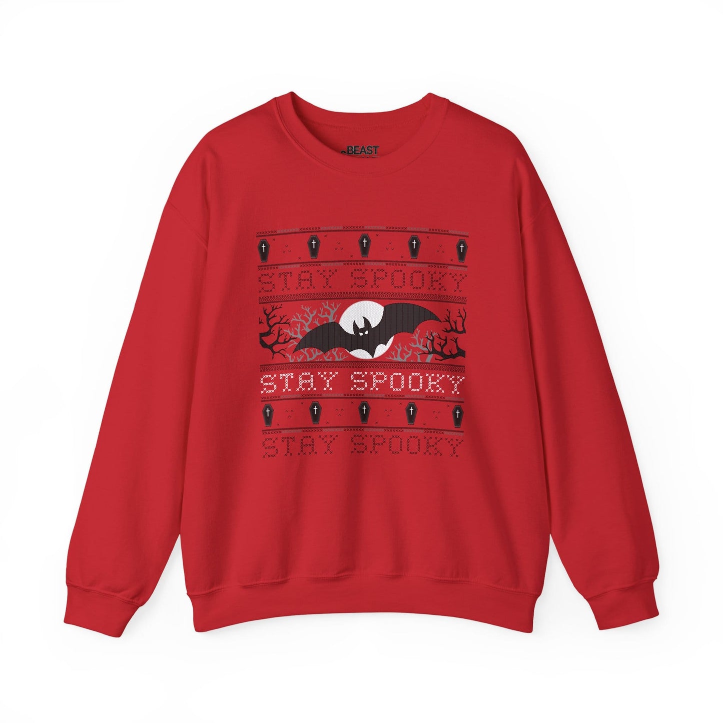 Stay Spooky Bat Halloween Sweatshirt for Adults Red / S gift_idea unique_gift personalised_gift