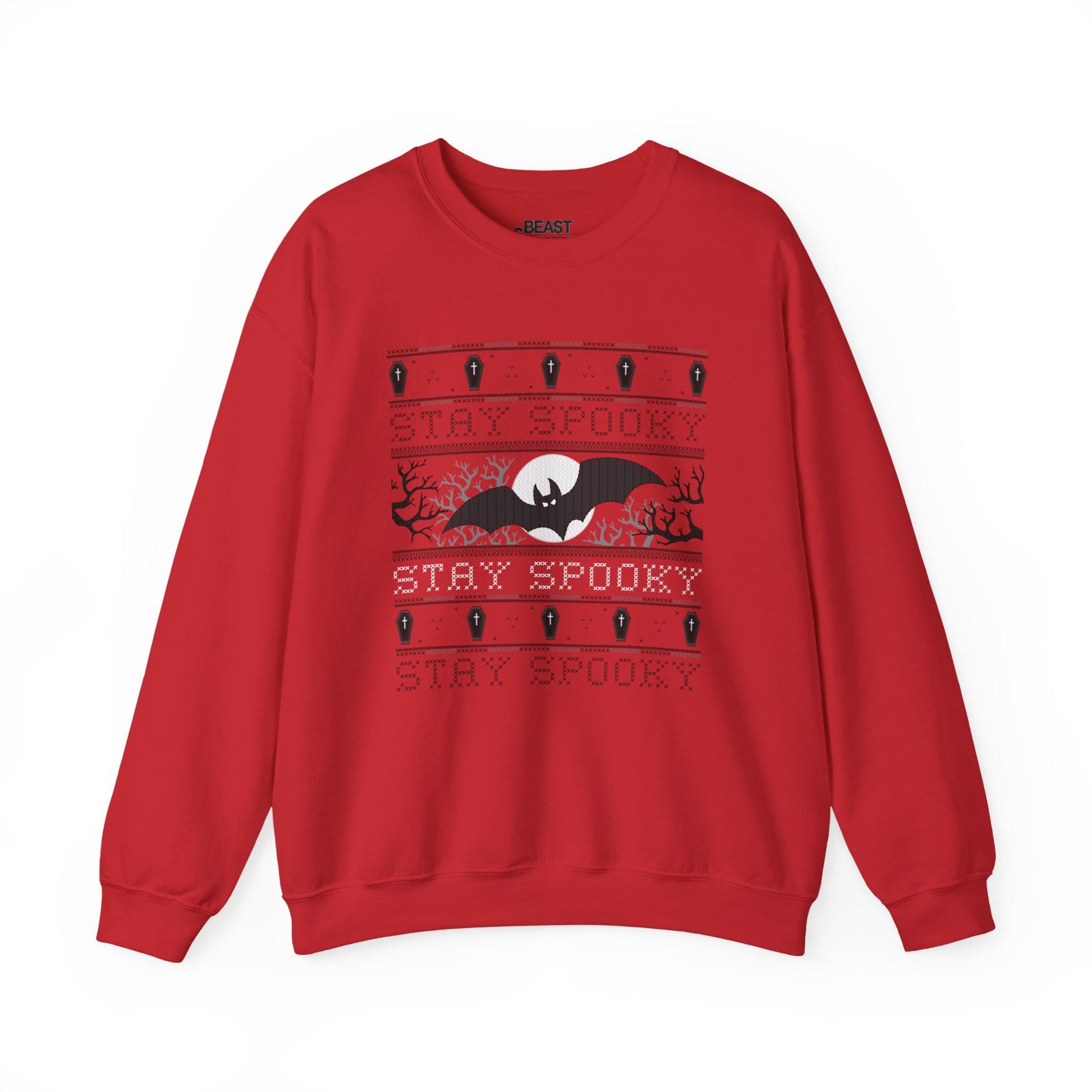Stay Spooky Bat Halloween Sweatshirt for Adults Red / S gift_idea unique_gift personalised_gift