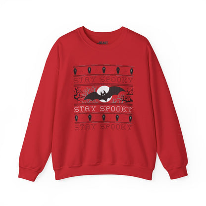 Stay Spooky Bat Halloween Sweatshirt for Adults Red / S gift_idea unique_gift personalised_gift