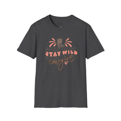 stay wild cowgirl t-shirt dark heather t-shirt uk cowgirl gift idea