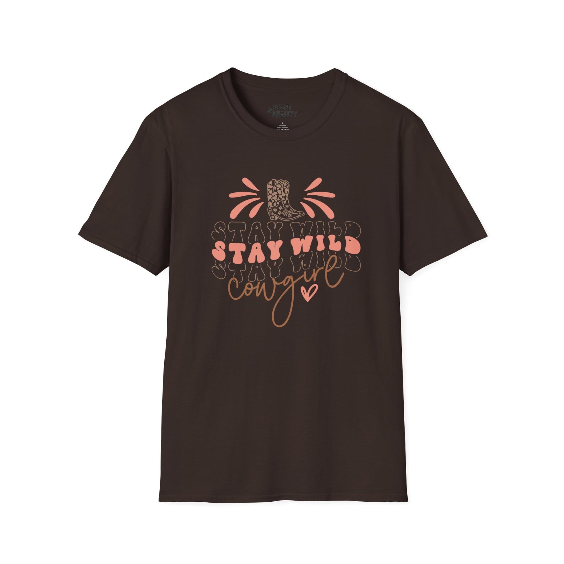 stay wild cowgirl t-shirt dark chocolate t-shirt uk cowgirl gift idea