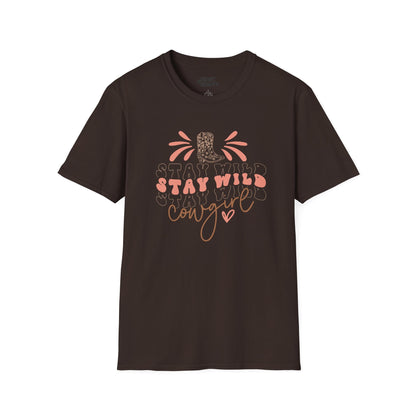 stay wild cowgirl t-shirt dark chocolate t-shirt uk cowgirl gift idea