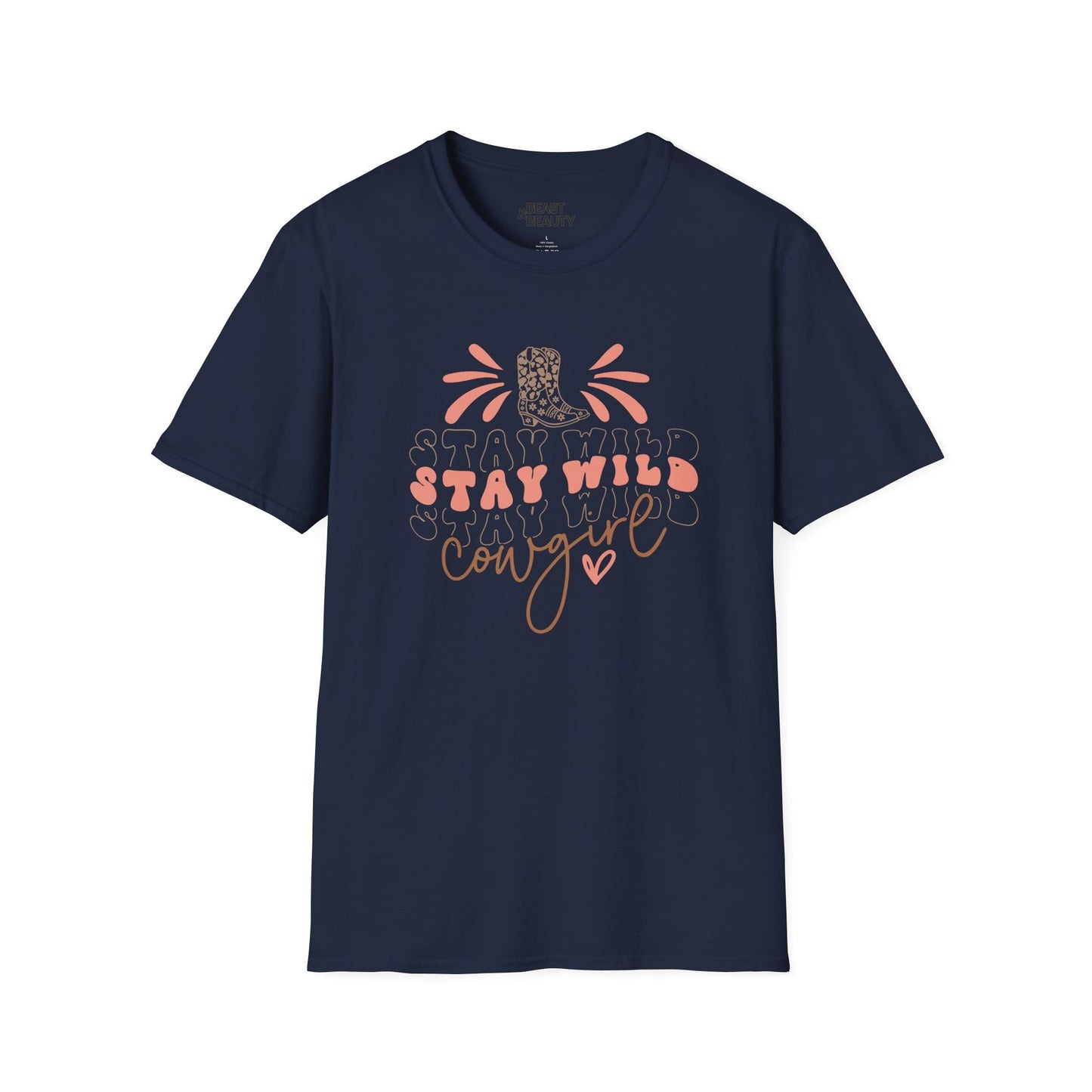 stay wild cowgirl t-shirt navy t-shirt uk cowgirl gift idea