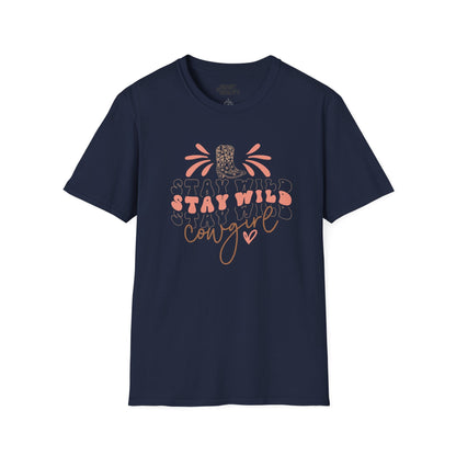 stay wild cowgirl t-shirt navy t-shirt uk cowgirl gift idea