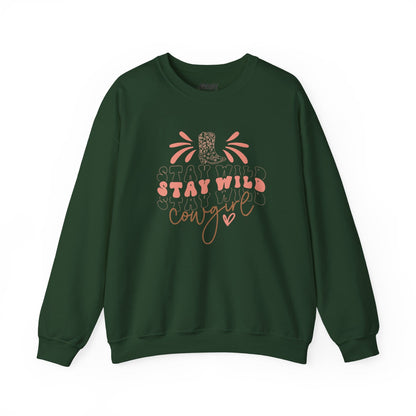 stay wild stay wild cowgirl sweatshirt forest green sweatshirt uk cowgirl gift idea