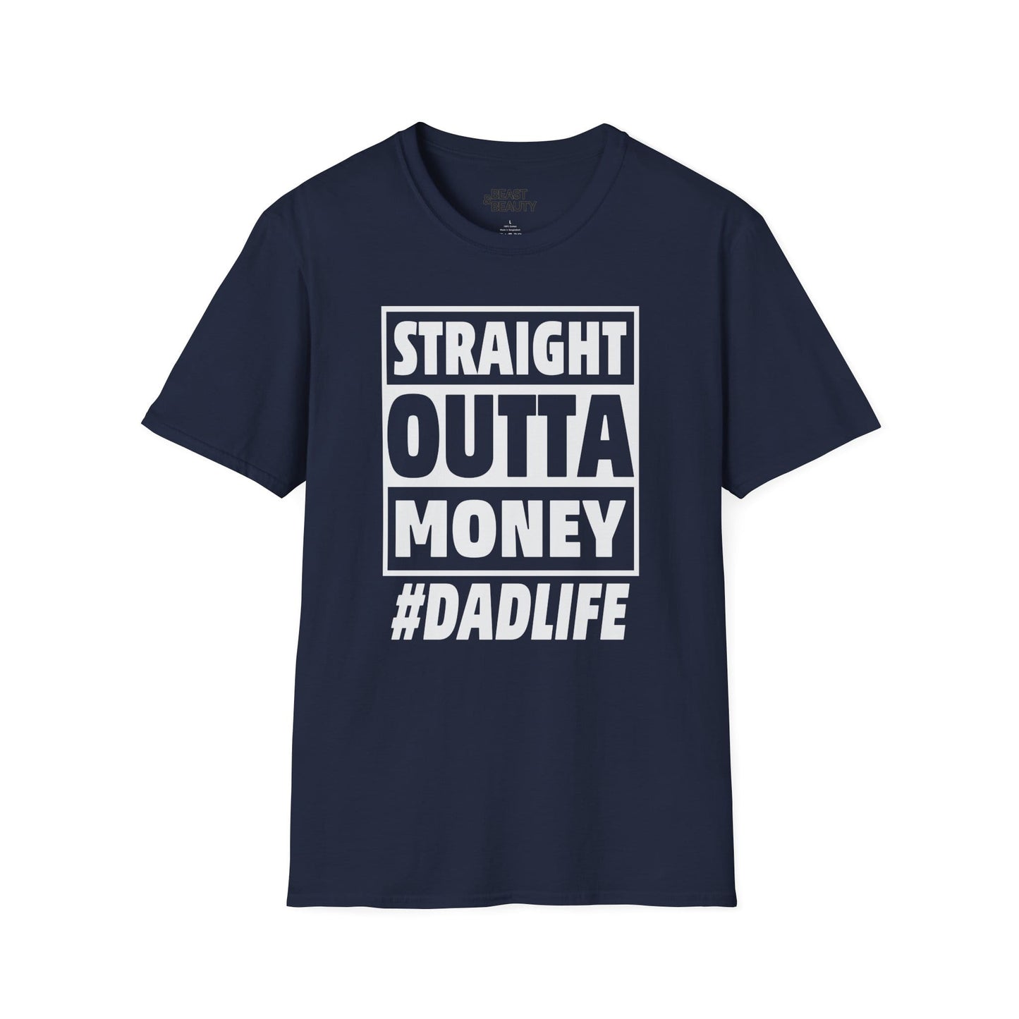 straight outta money dad life t-shirt navy t-shirt uk Father's Day gift idea