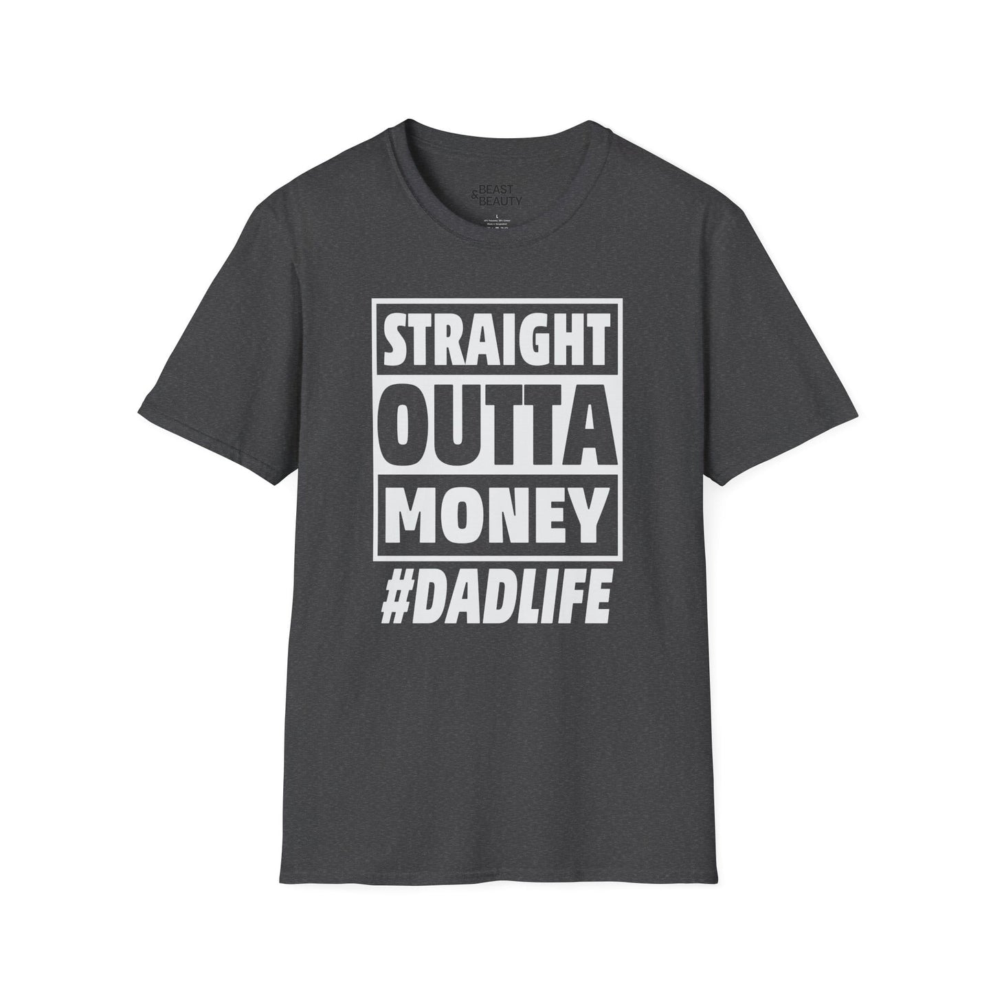straight outta money dad life t-shirt dark heather t-shirt uk Father's Day gift idea
