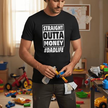 Straight Outta Money Dad Life T-Shirt gift_idea unique_gift personalised_gift