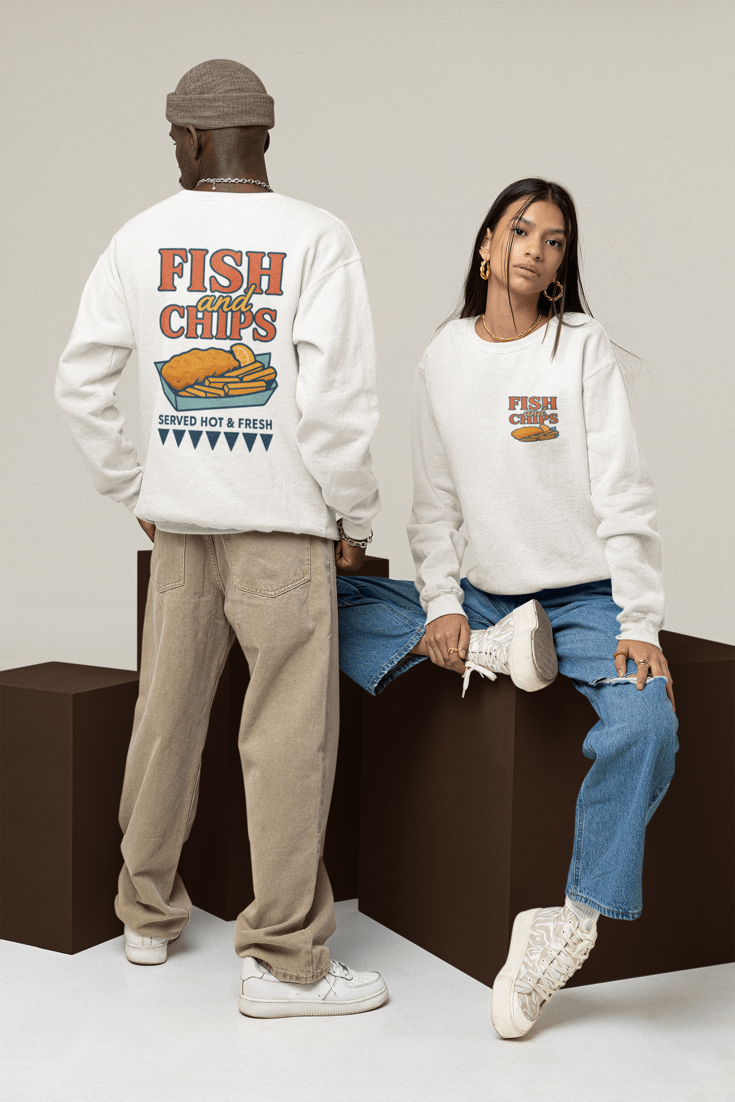 My Store Streetwear Clothing S (Adult) / Sweatshirt Fish and Chips T-Shirt – Retro British Street Food Tee