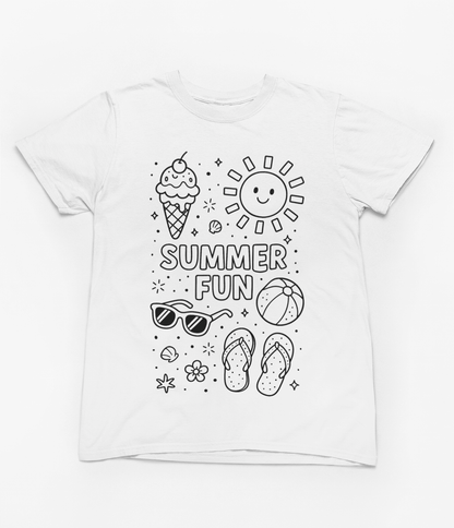 Summer Fun Colour-In T-Shirt – DIY Beach Holiday Tee with Fabric Markers gift_idea unique_gift personalised_gift