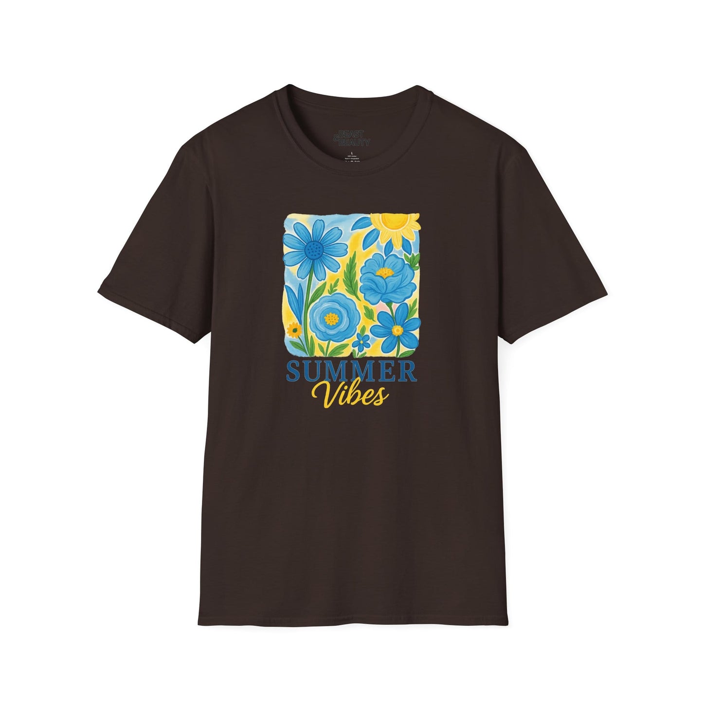 summer vibes floral t-shirt dark chocolate t-shirt uk gift gift idea