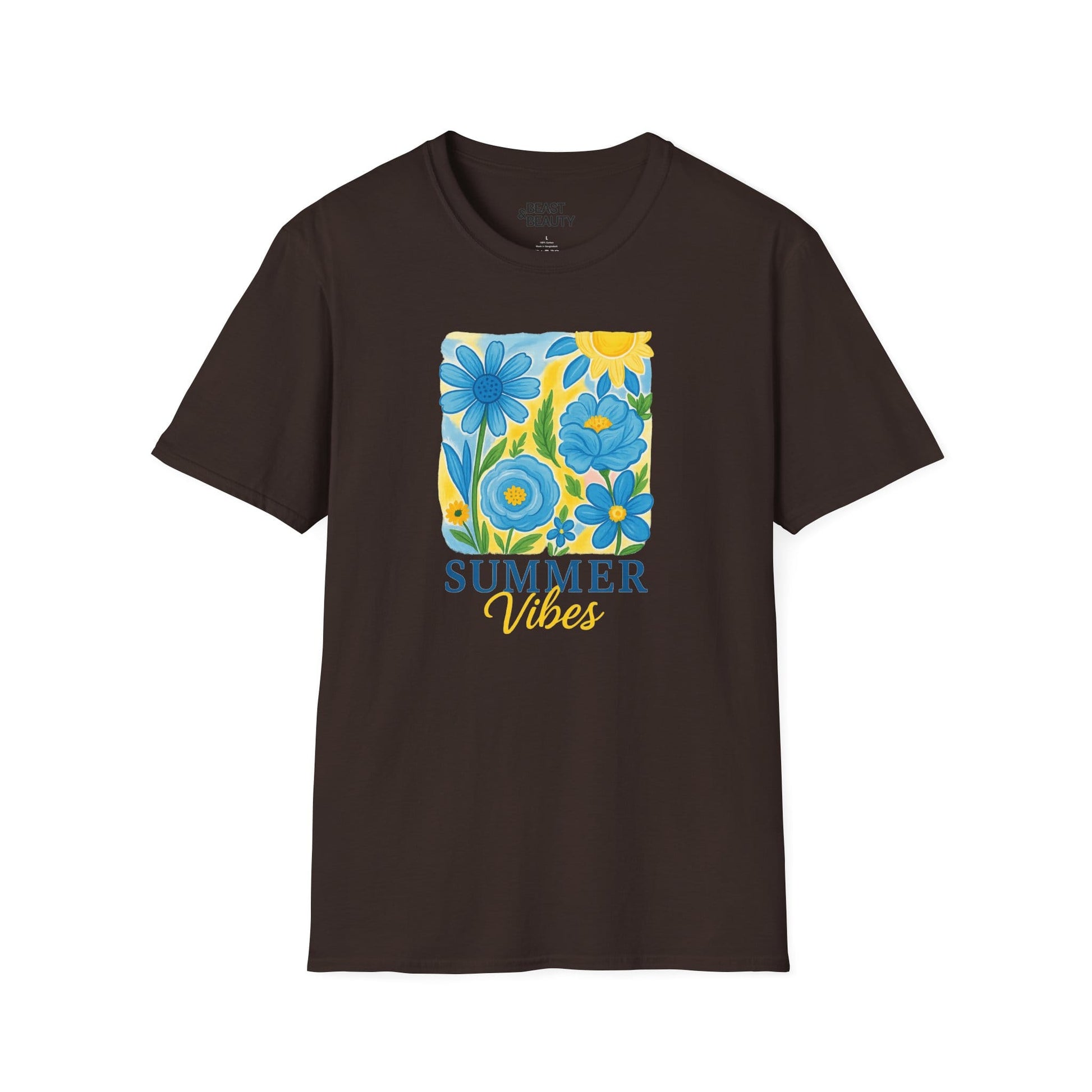 summer vibes floral t-shirt dark chocolate t-shirt uk gift gift idea
