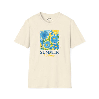summer vibes floral t-shirt natural t-shirt uk gift gift idea