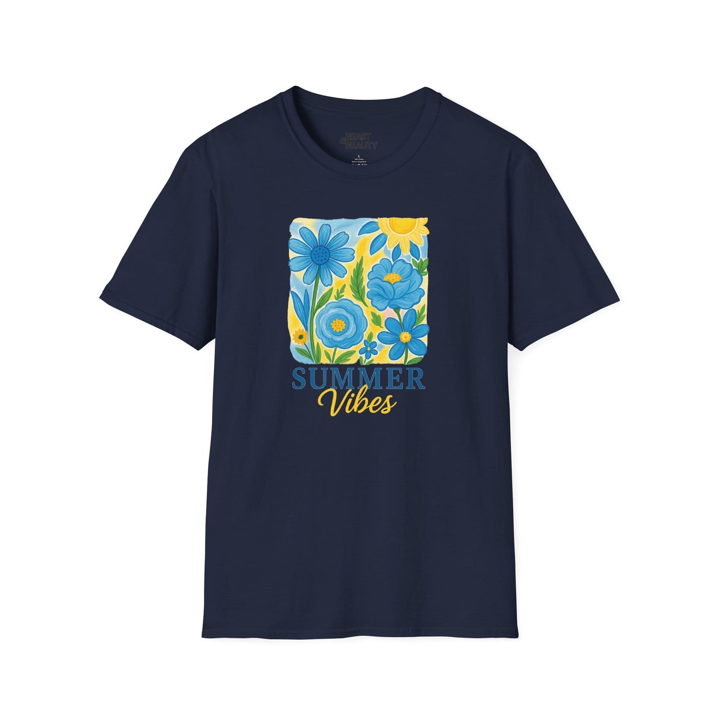 summer vibes floral t-shirt navy t-shirt uk gift gift idea