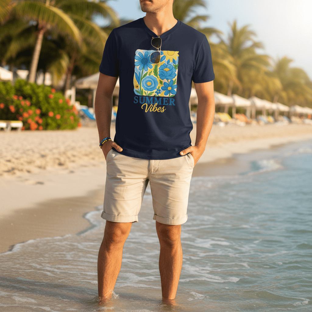 Summer Vibes Floral T-Shirt gift_idea unique_gift personalised_gift