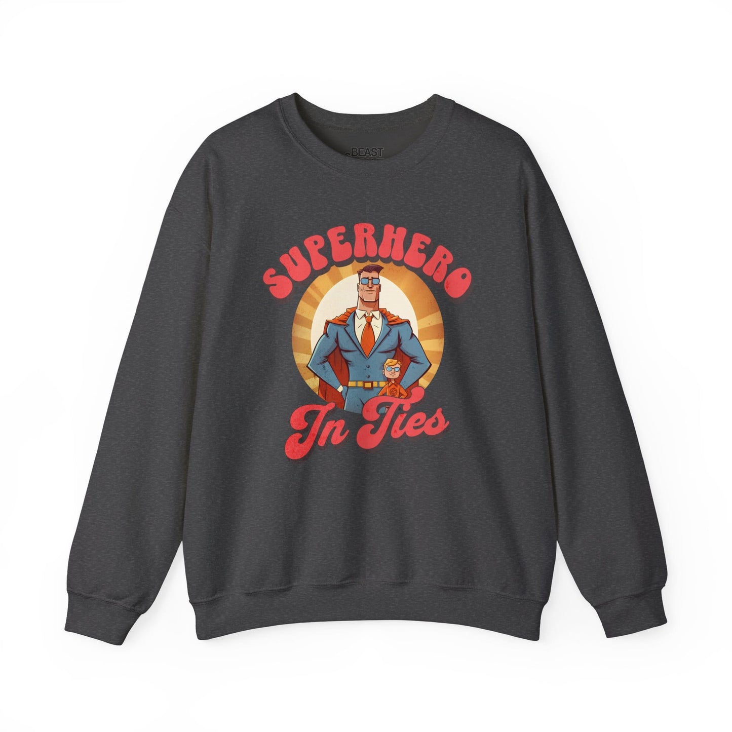superhero in ties sweatshirt dark heather sweatshirt uk Father's Day gift idea
