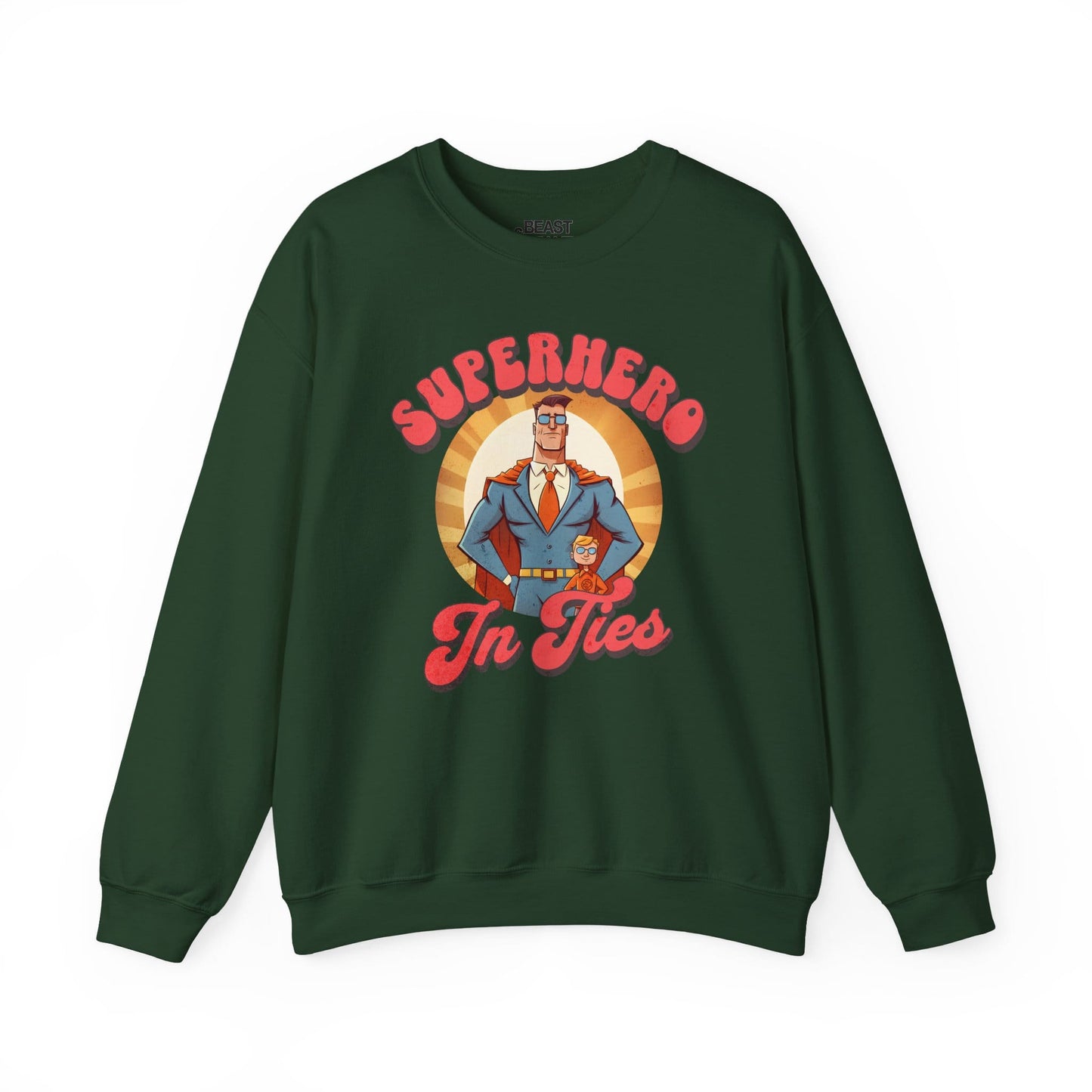 superhero in ties sweatshirt forest green sweatshirt uk Father's Day gift idea