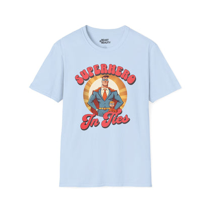 superhero in ties t-shirt light blue t-shirt uk Father's Day gift idea