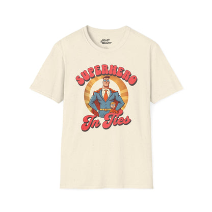 superhero in ties t-shirt natural t-shirt uk Father's Day gift idea