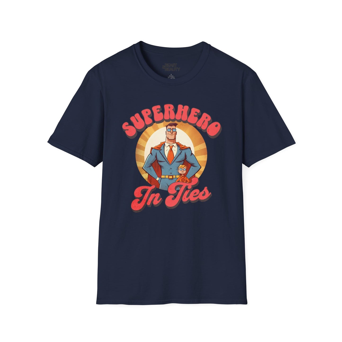 superhero in ties t-shirt navy t-shirt uk Father's Day gift idea