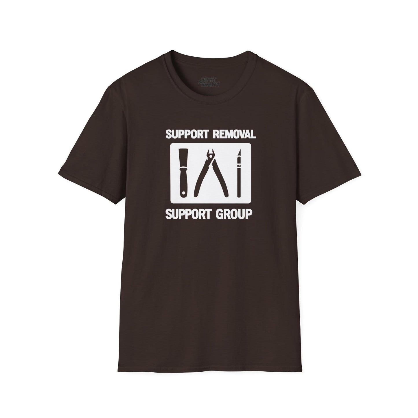 Support Removal Support Group - Funny 3D Printing T-Shirt Dark Chocolate / S gift_idea unique_gift personalised_gift