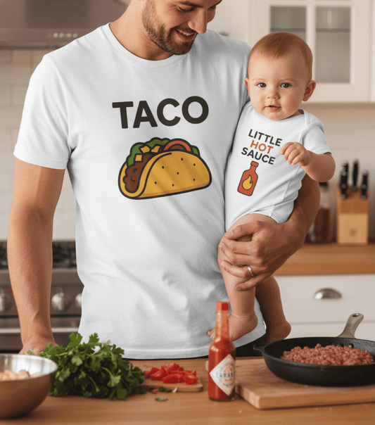 Taco & Little Hot Sauce Matching T-Shirt Gift Set gift_idea unique_gift personalised_gift