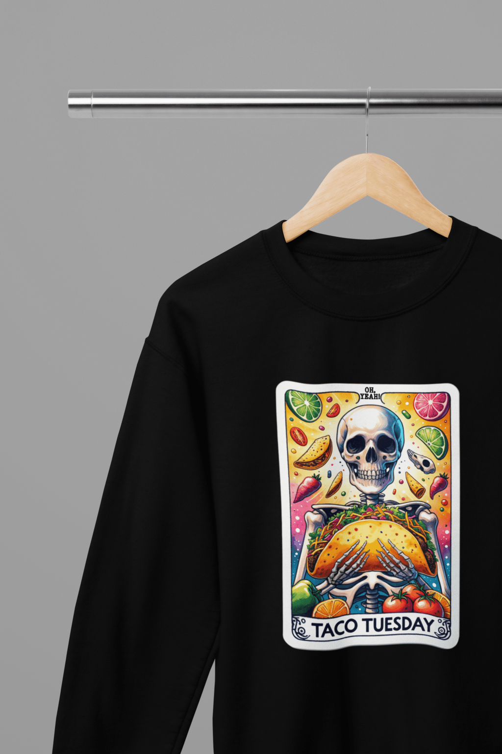 Taco Tuesday Skeleton Shirt | Funny Tarot Mexican Food T-Shirt or Sweatshirt gift_idea unique_gift personalised_gift