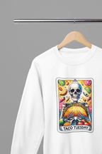 Taco Tuesday Skeleton Shirt | Funny Tarot Mexican Food T-Shirt or Sweatshirt gift_idea unique_gift personalised_gift