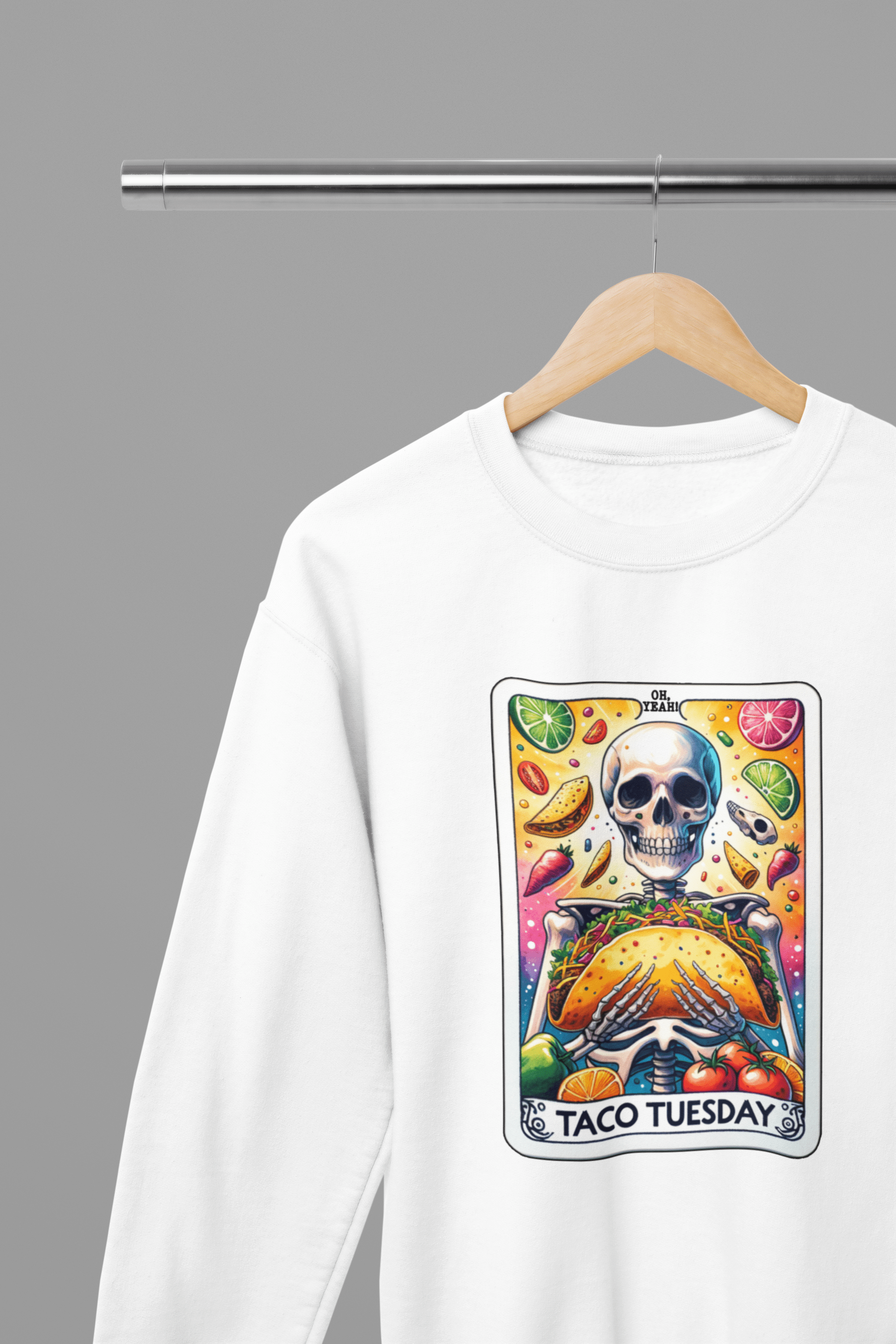 Taco Tuesday Skeleton Shirt | Funny Tarot Mexican Food T-Shirt or Sweatshirt gift_idea unique_gift personalised_gift