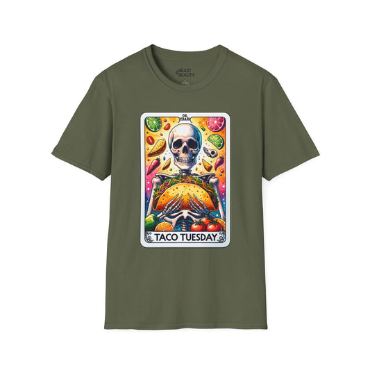 Taco Tuesday Tarot Graphic T-Shirt Military Green / S gift_idea unique_gift personalised_gift