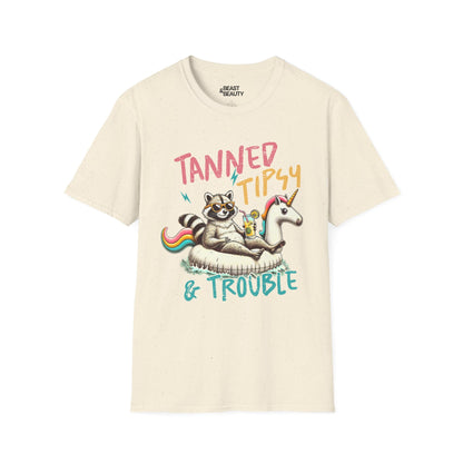 tanned tipsy & trouble t-shirt natural t-shirt uk gift gift idea