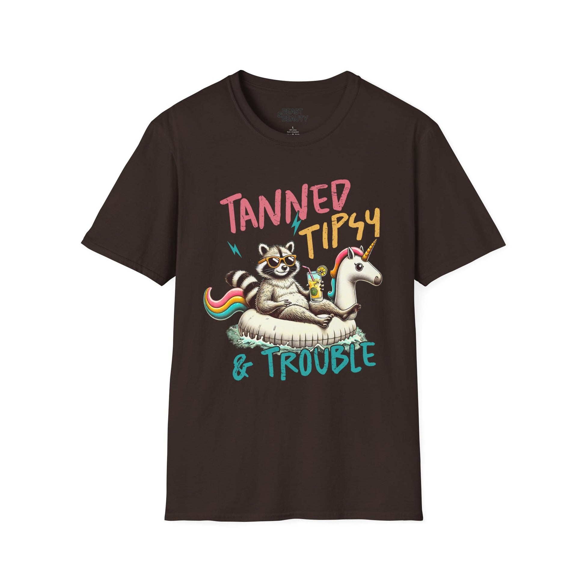 tanned tipsy & trouble t-shirt dark chocolate t-shirt uk gift gift idea