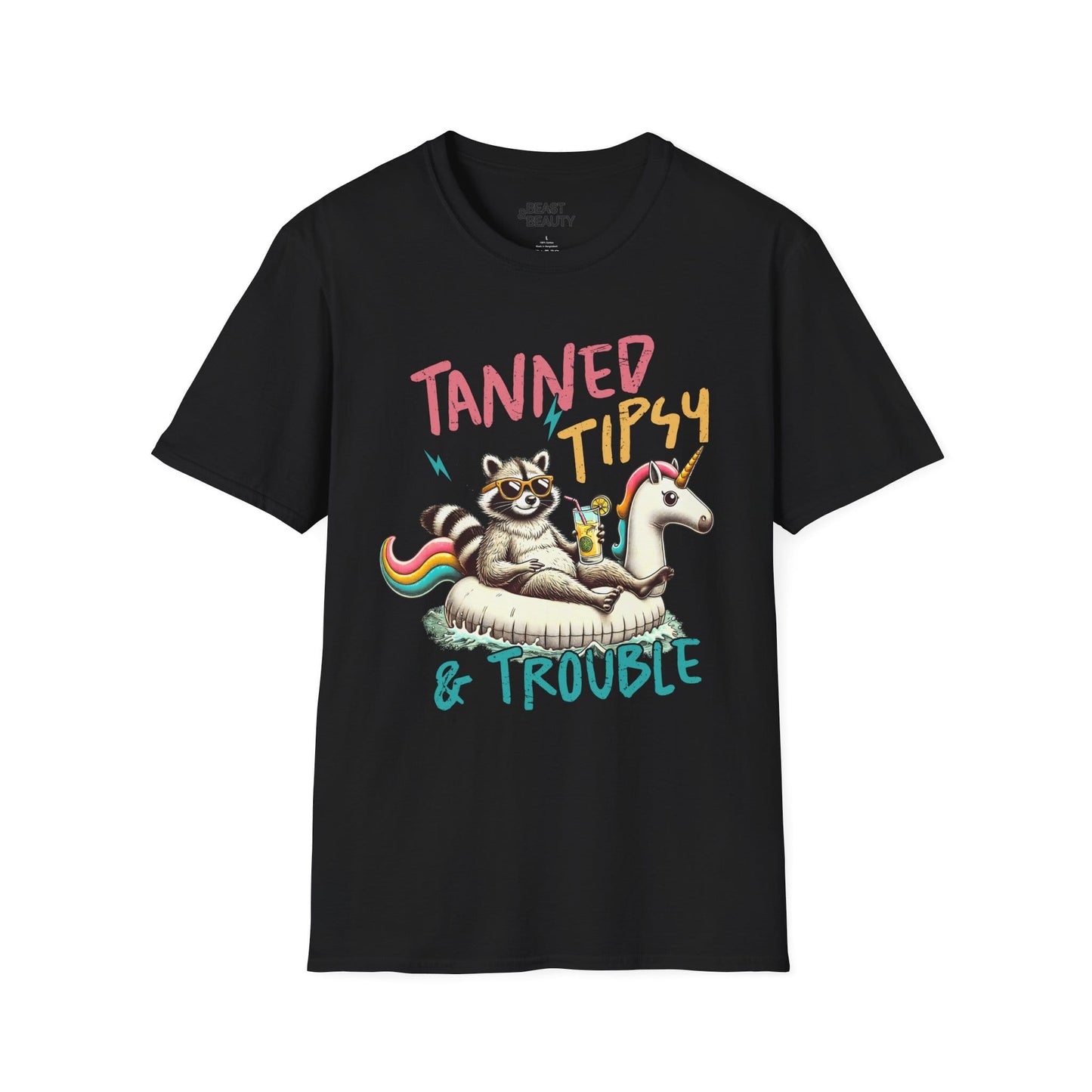 tanned tipsy & trouble t-shirt black t-shirt uk gift gift idea