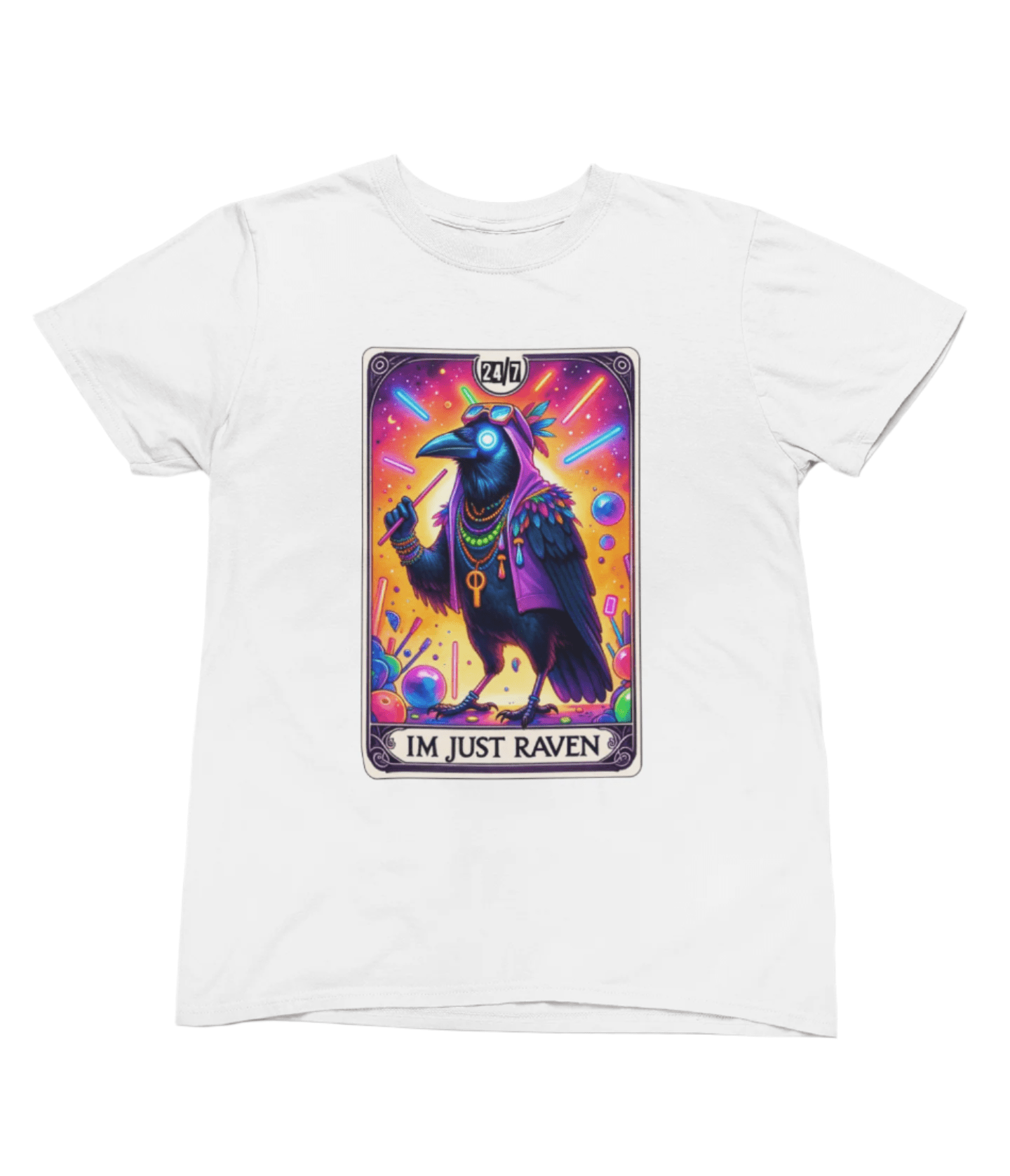 My Store Tarot Sweatshirt T-Shirt / small / White I'm Just Raven Tarot Shirt & Sweatshirt | Funny Rave Bird Graphic Tee