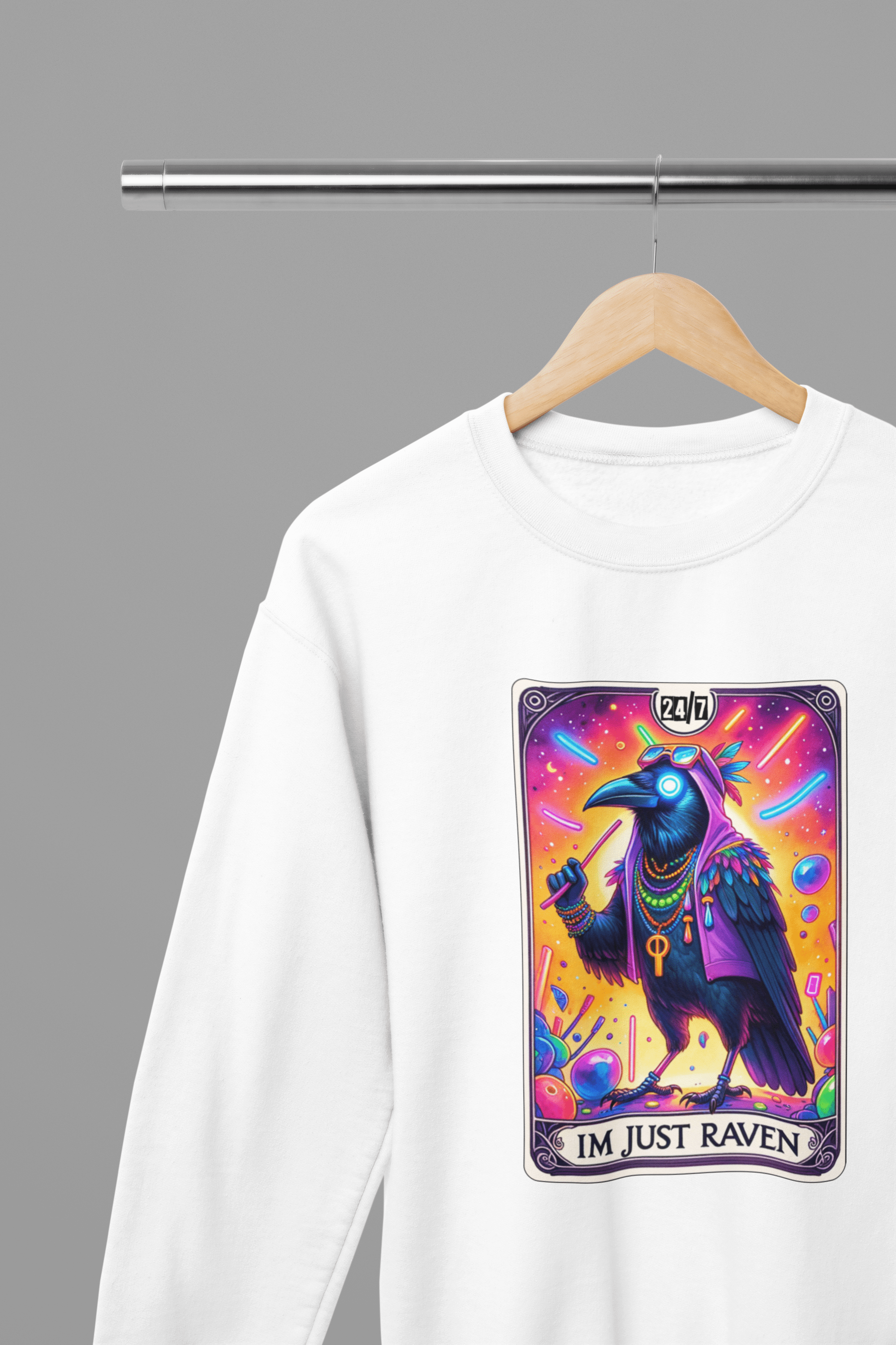 My Store Tarot Sweatshirt I'm Just Raven Tarot Shirt & Sweatshirt | Funny Rave Bird Graphic Tee