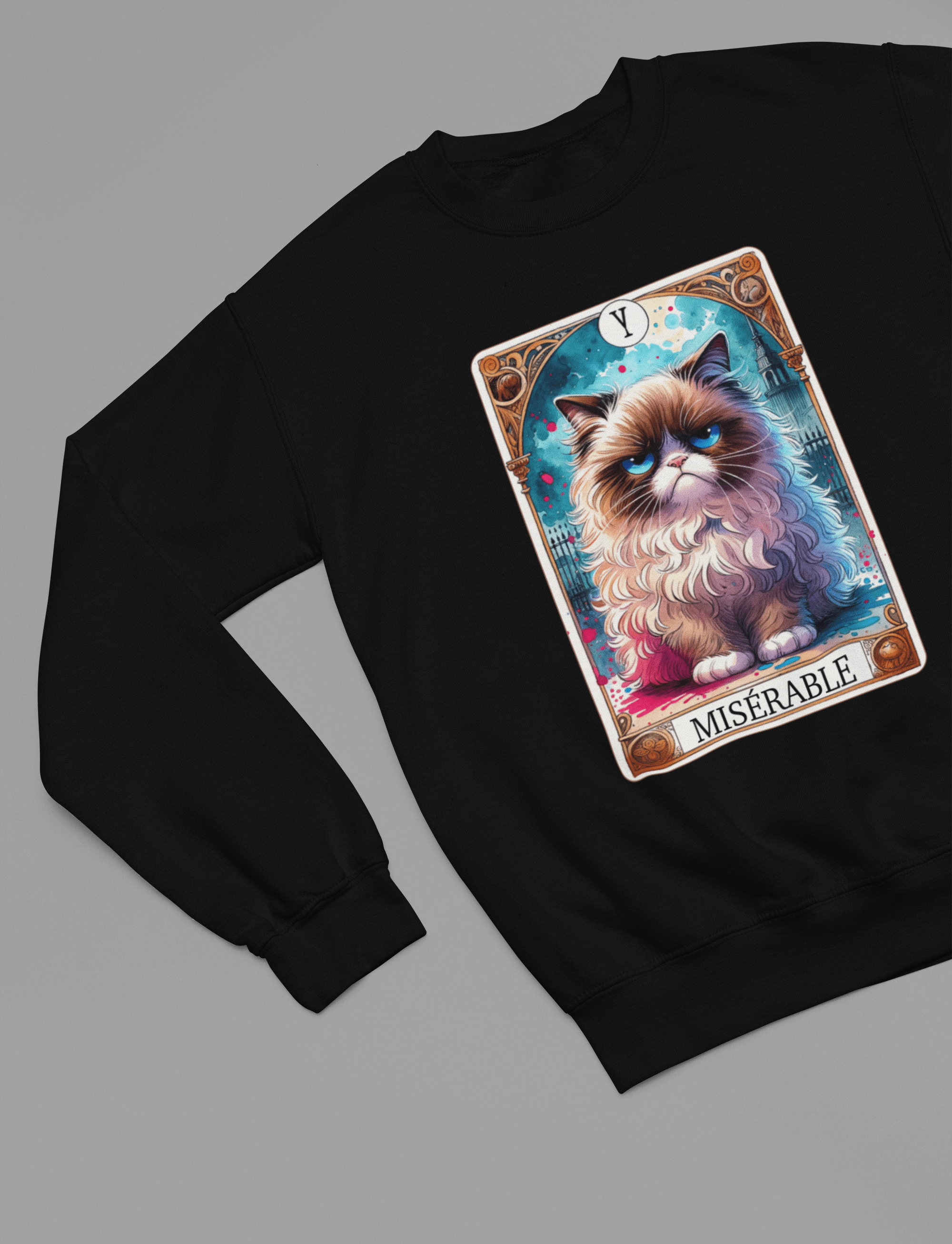 My Store Tarot Sweatshirt Sweatshirt / small / Black Miserable Cat Tarot Shirt & Sweatshirt | Moody Grumpy Graphic Tee