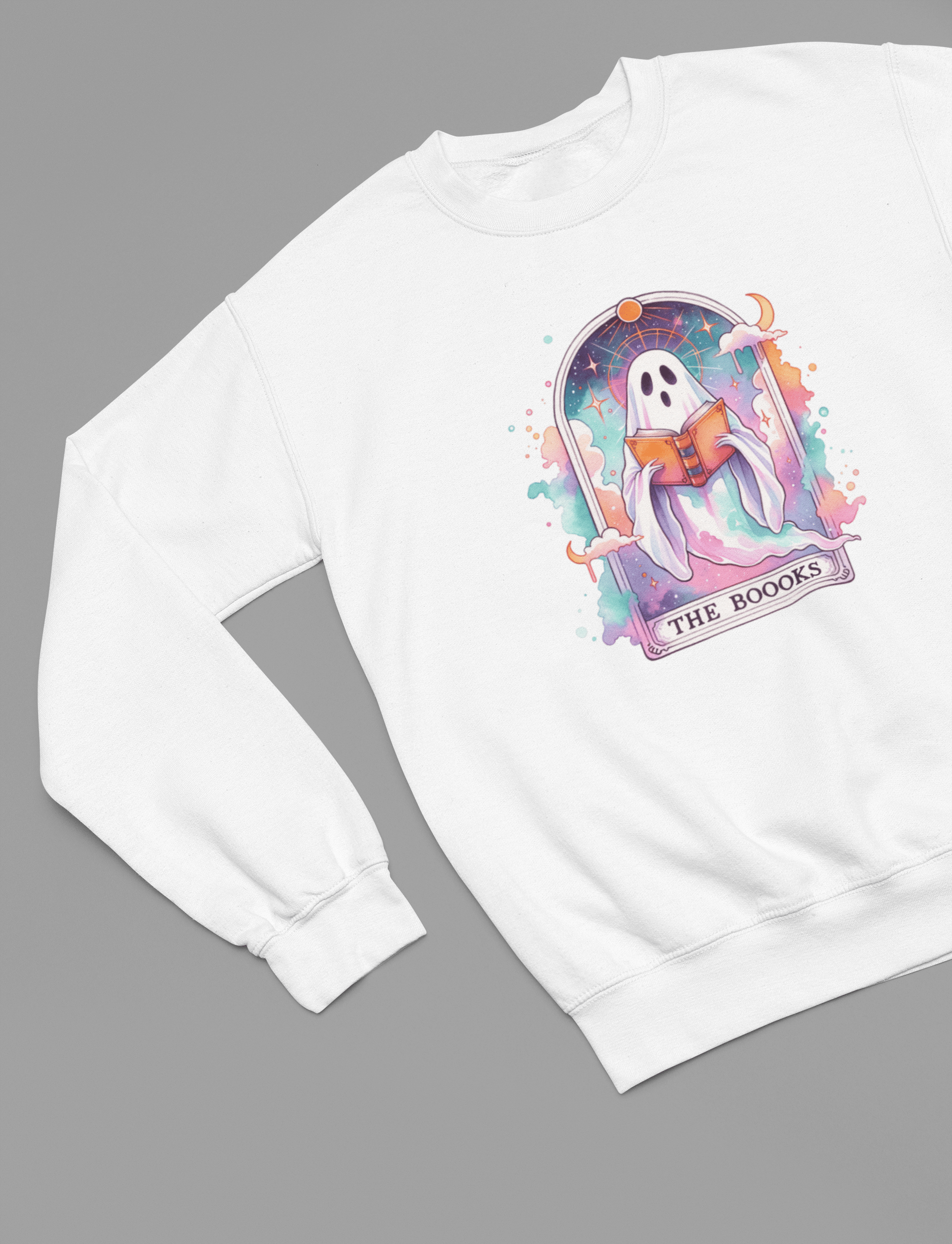My Store Tarot Sweatshirt Sweatshirt / small / White The Boooks Ghost Shirt | Funny Tarot Halloween T-Shirt or Sweatshirt
