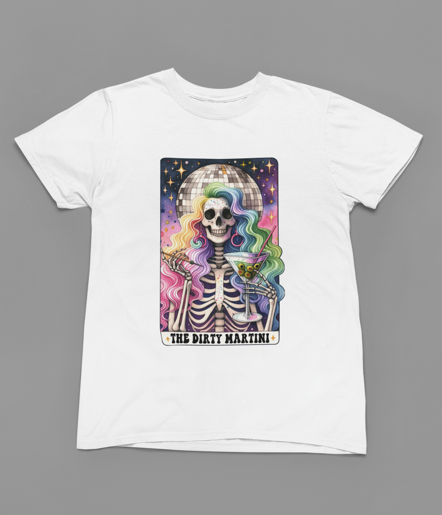 My Store Tarot Sweatshirt T-Shirt / small / White The Dirty Martini Tarot T-Shirt & Sweatshirt | Disco Party Skeleton Graphic