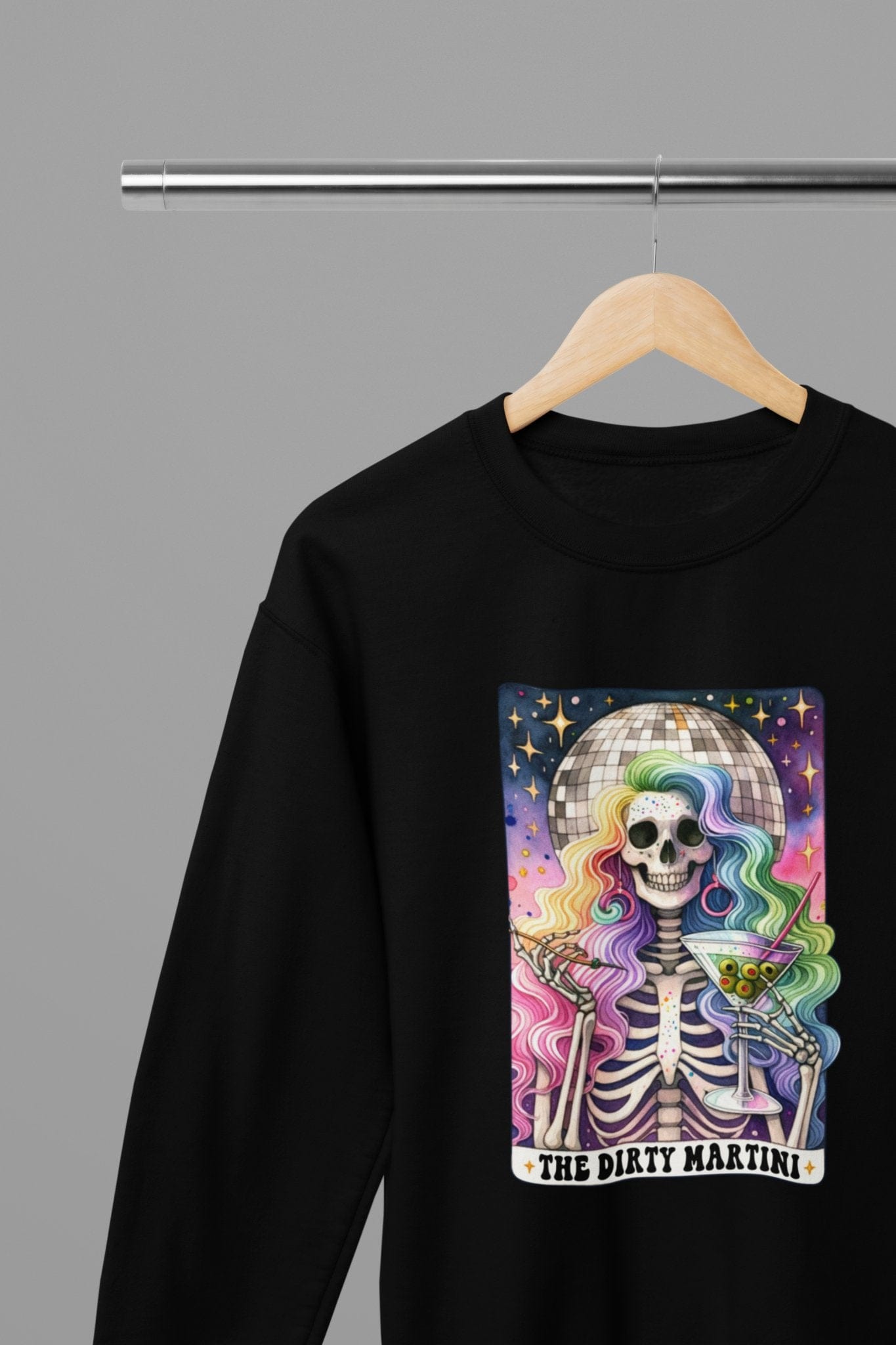 My Store Tarot Sweatshirt The Dirty Martini Tarot T-Shirt & Sweatshirt | Disco Party Skeleton Graphic